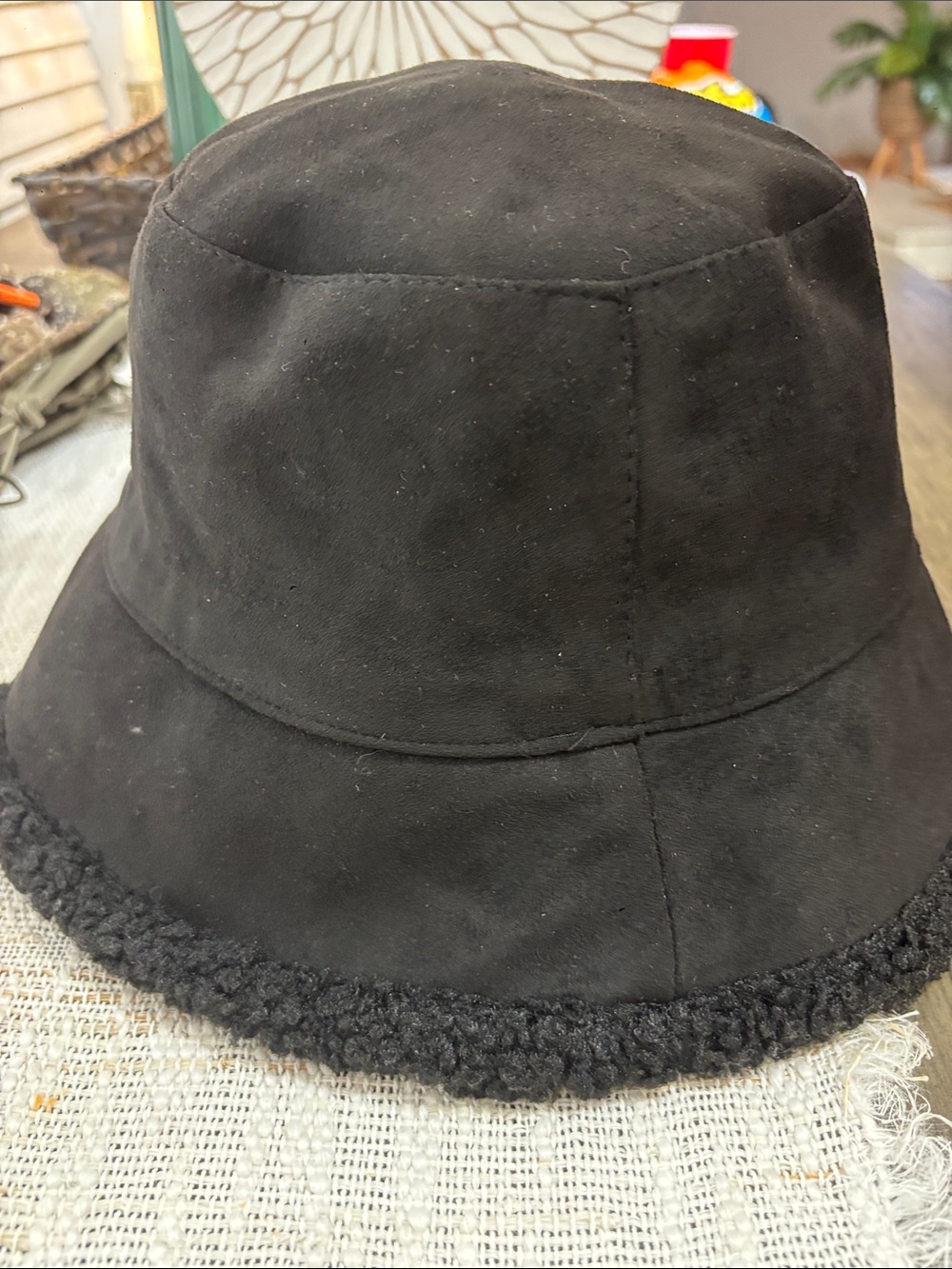 Black Textured Brim Hat